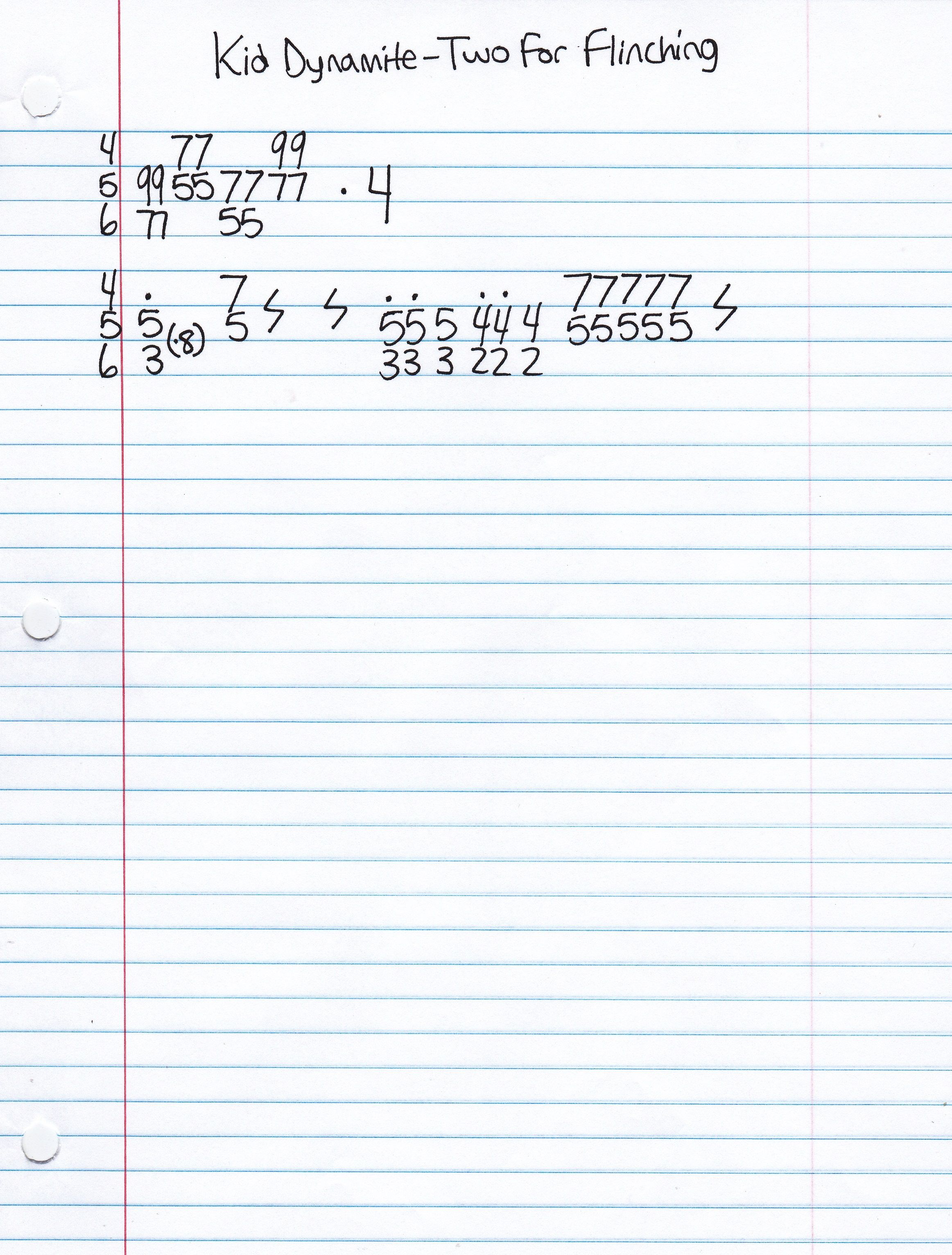 High quality guitar tab for Two For Flinching by Kid Dynamite off of the album Cheap Shots, Youth Anthems. ***Complete and accurate guitar tab!***